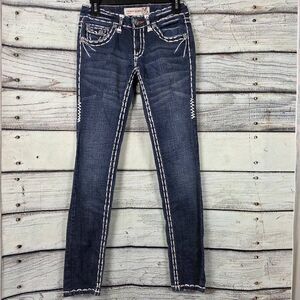 Laguna Beach Womens Skinny Jeans Heavy Stitch Fleur 25